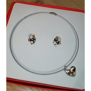 L&M Jewelry Set Necklace & Earrings Heart Shape